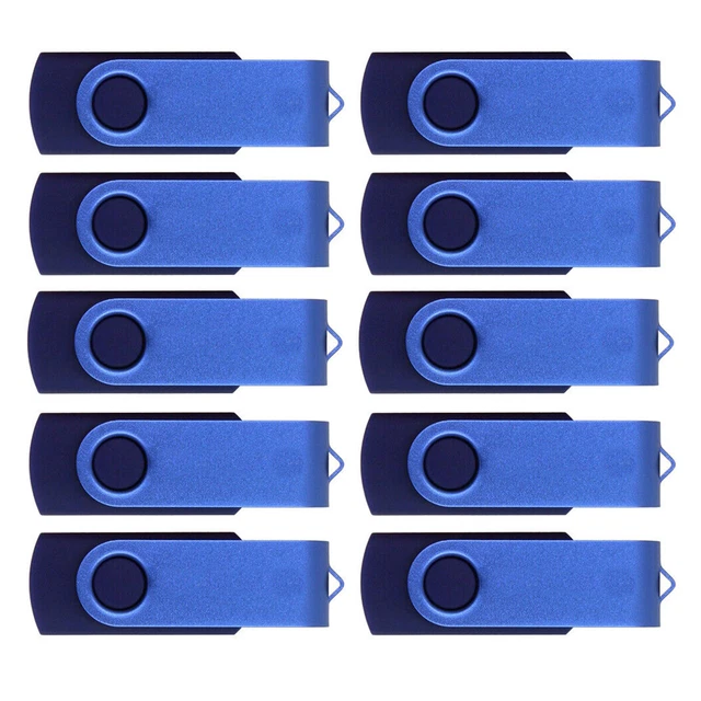 Lot 10PCS Blue 64GB Swivel USB Flash Drive Thumb Memory Disk Custom Logo