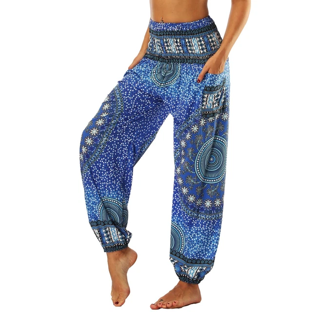 Pantalon Harem Boho Femme Shownicer - Imprimé, Taille Haute, Léger, Poches, Pour Yoga, Plage, Voyage, Été