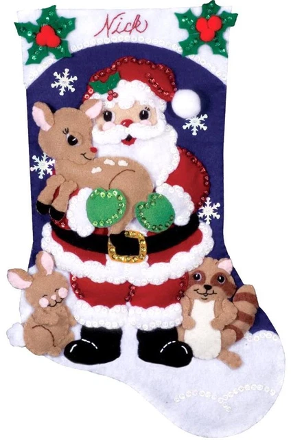 Hágalo usted mismo Diseño Funciona Forest Friends Santa Woodland Kit de Medias de Fieltro de Navidad 5005