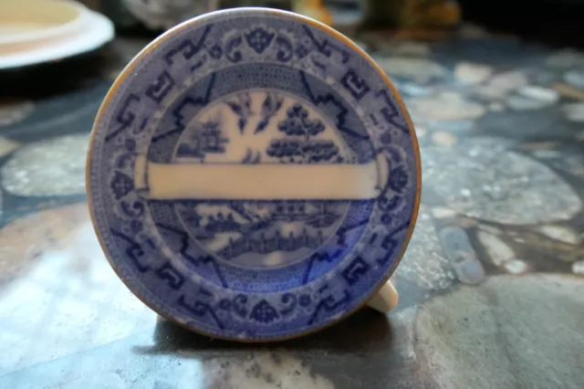 English Porcelain Blue +White Willow Pattern Miniatu Plate Card,Menu,Name Holder