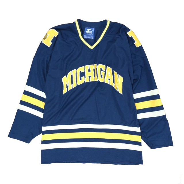 Vintage Michigan Wolverines Starter Hockey Jersey Size Large Blue 90s NCAA
