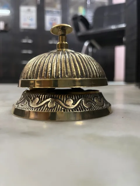 Table Desk Bell Antique Vintage Brass Hotel Service Ornate Reception Counter