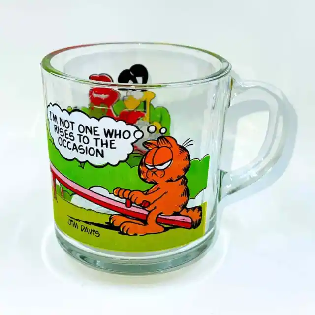 Vtg Garfield McDonalds Glass Cup Mug Odie 1980 Cartoon Anchor Hocking Arlene