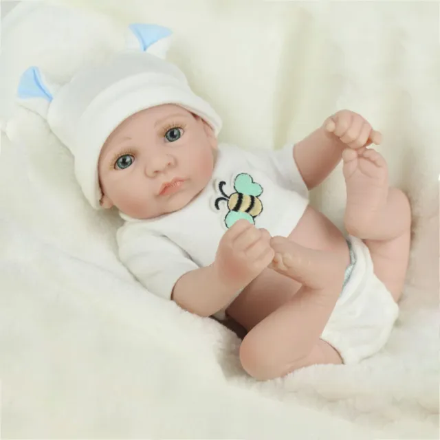 10" Reborn Baby Dolls Full Body Soft Vinyl Silicone Newborn Mini Boy Doll Gift