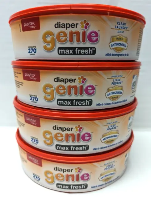 Diaper Genie Max Fresh Refill bags with a Clean Laundry Scent Lot of 4 Refills