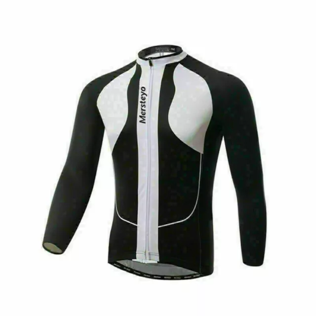 Men Fleece Lined Cycling Jersey Long Sleeve MTB Bike Road Top Full Zipper Jacket