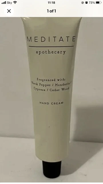 APOTHECARY MEDITATE HAND CREAM - 30 ML - NEW Full Size - Ideal Stocking Filler