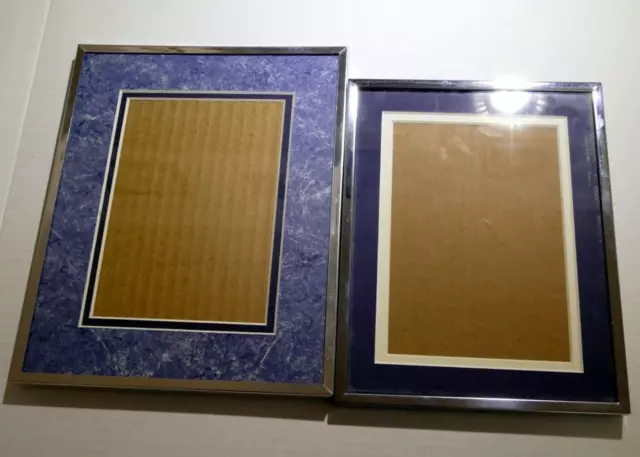 Pack of 2 Two Metal brass Picture Portrait Frame 5X7" Art Photo lot blue  glass