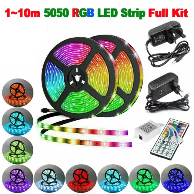 1m~10m 5050 RGB LED STRIP LIGHTS COLOUR CHANGING FLEXBILE TAPE LIGHTING FULL KIT