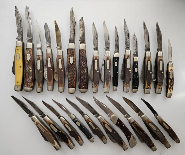 Vintage Schrade Pocket Knife Lot/ 25 Knives FOR PARTS OR REPAIR All USA Made