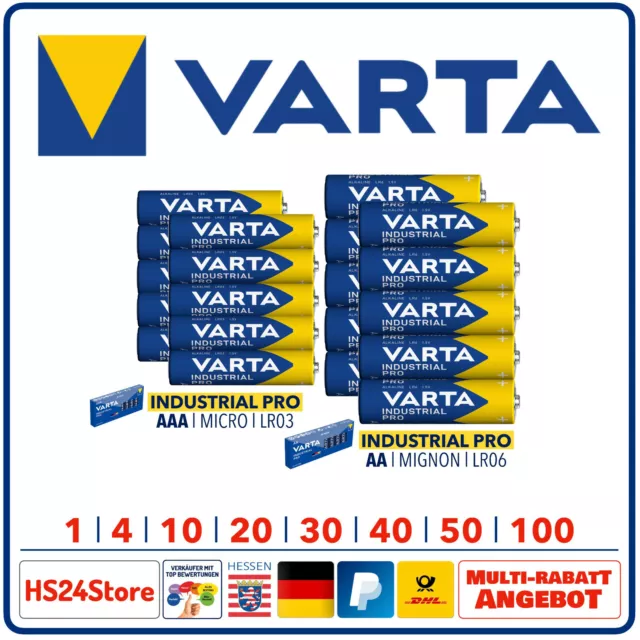 Varta AA Mignon AAA Micro Industrial Pro Batterien MHD 2032