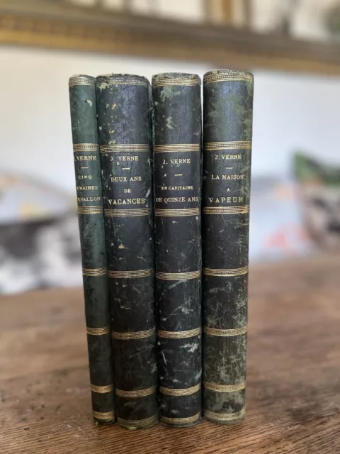 4 Livres Œuvres De  Jules Verne collection voyages extraordinaires SD HETZEL