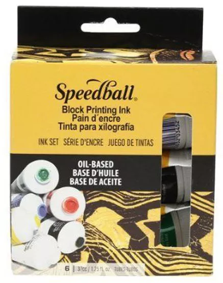 Speedball Oil Based Block Printing Ink 37cc Pack of 6 - Starter Set (3476)