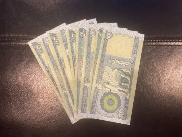 10 x 500 Iraqi Dinar Notes - Crisp & Uncirculated - Authentic - $25
