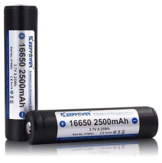 ORIGINAL KEEPPOWER 3.7V 16650 2500mAh Rechargeable Li-ion Battery x 2 ...