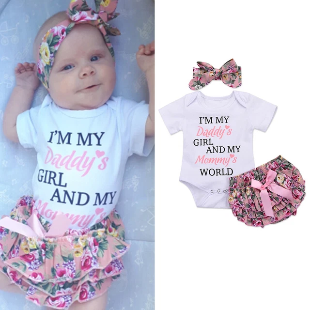 Set 3 pezzi abiti per bambine Regno Unito fascia alta pantaloni neonato vestiti neonato 3