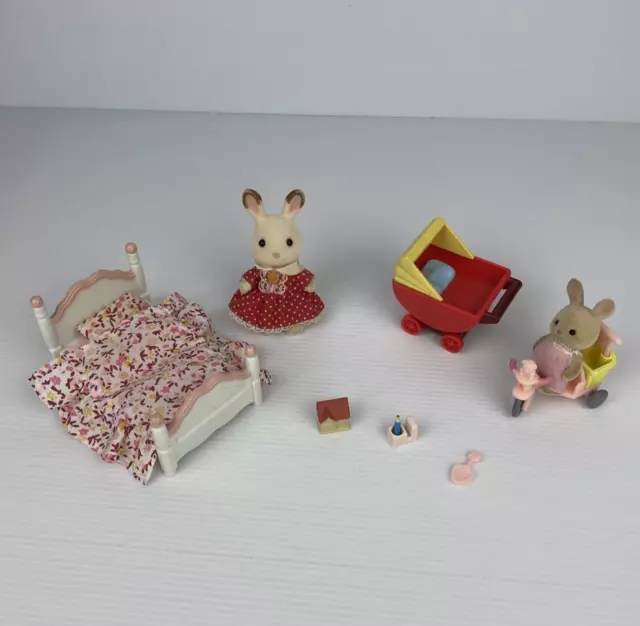 Sylvanian Families Furniture & Toy Set Bed Pram Tricycle Play House Baby Bunny