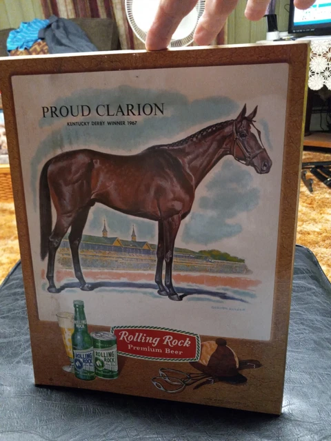1967 Rolling Rock Beer Proud Clarion Kentucky Derby Winner Easel Back-LatrobePA