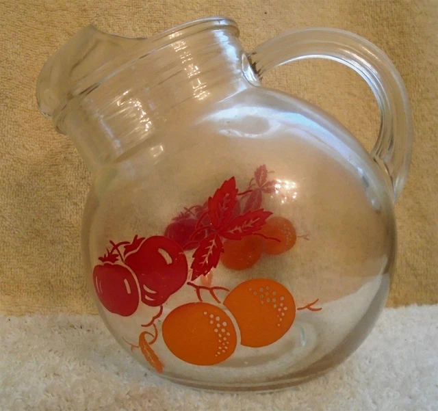 VINTAGE ANCHOR HOCKING Fire King Glass Ball Jug Juice Pitcher Oranges