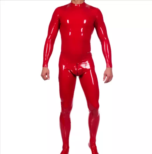 100% Latex Rubber Rote Herrenuniform Gummi Catsuit Kostüm Anzug 100% handgemacht