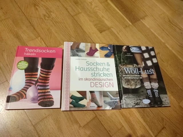3 Bücher, Trendsocken häkeln, pure Wollust, Socken Und Hausschuhe stricken
