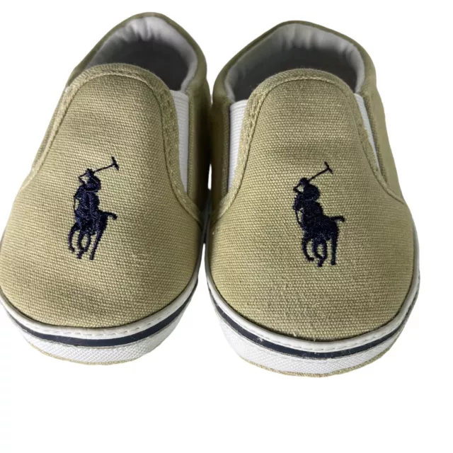 Polo Ralph Lauren baby shoes size 4 khaki Balmont crib infant canvas layette