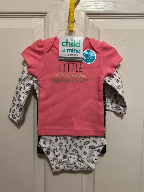 Child Of Mine By Carters Infant Girl Little Sister 3 Piece Set Size Newborn Nwt