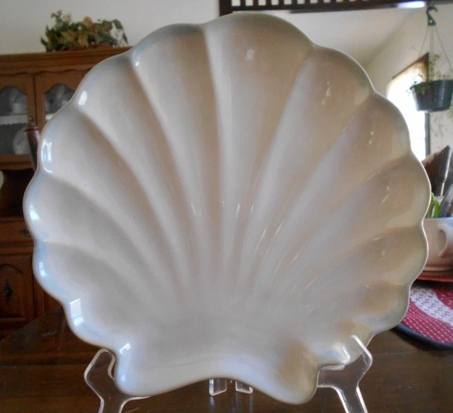Shoreline Collection Dinner Plate 11" Home Studio Seashell Stoneware White Blue!