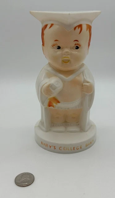 Vintage Plastic BABY’S COLLEGE BANK Coin Bank Baby 7.5in x 4in