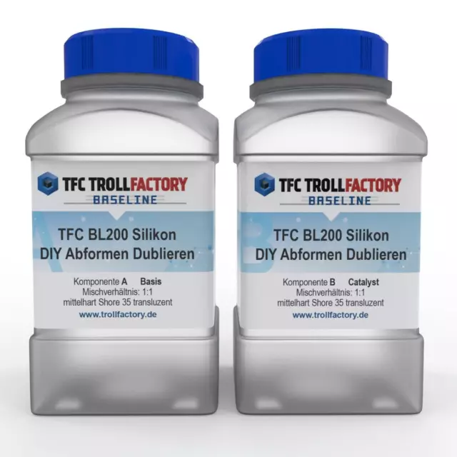 TFC Baseline 200 Silikon Abformsilikon Shore 35 1:1 transluzent 1kg (500g+500g)