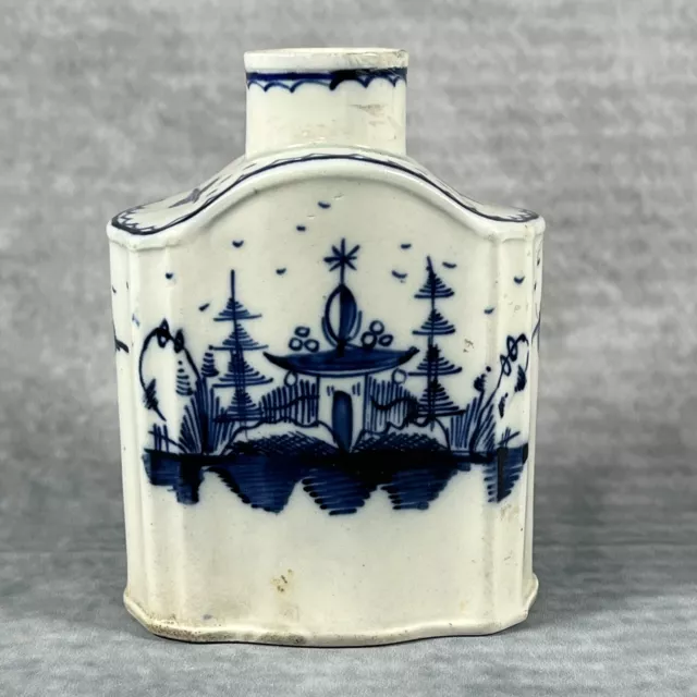 Antique English Pearlware Chinoiserie Tea Caddy c1775 - Liverpool? Leeds?