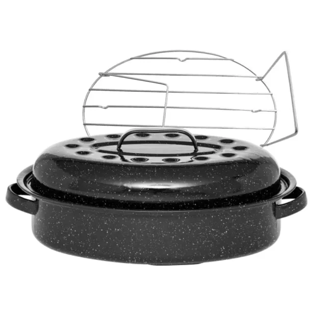 warmcook cocotte ovale en acier carbon 33x20cm + grille 6106+2007 roaster