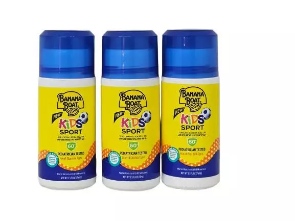 Loción de protección solar deportiva enrollable Banana Boat para niños, FPS 60+, 2,5 oz (paquete de 3) 01/24