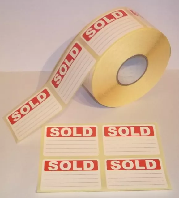 Red SOLD Stickers Swing Tag Labels Sticky Labels Different Pack Sizes Available