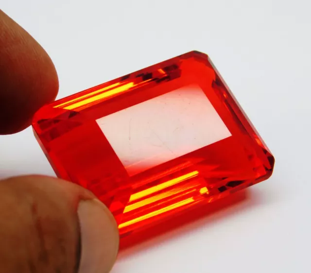 86.40 CT Natürlich Rot-Orange Smaragdschliff Durchsichtig Mexican Fire Opal Lose