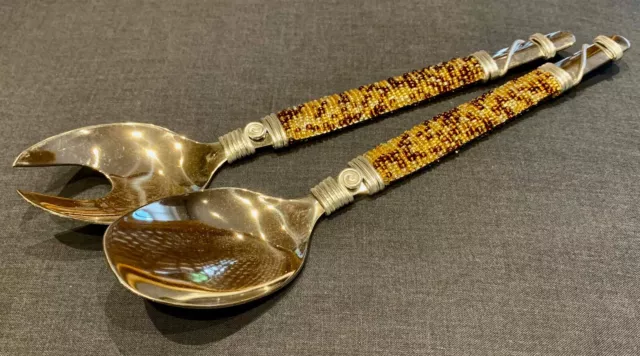 Beaded Stainless Steel Salad Servers