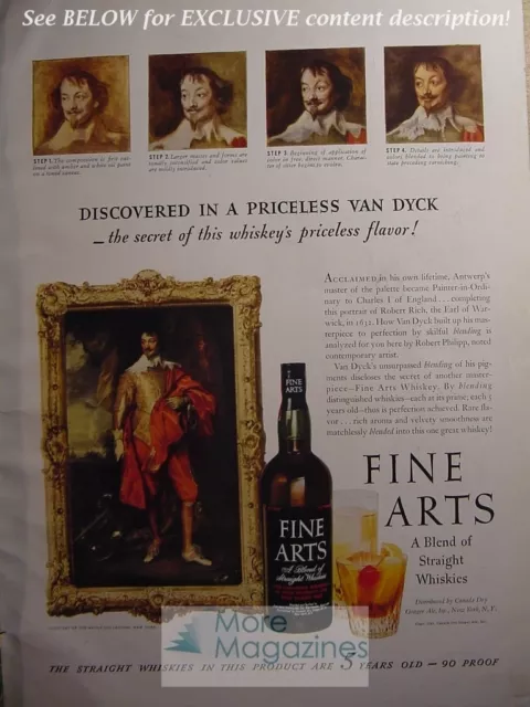 1942 RARE Esquire Advertisement AD FINE ARTS blend Straight Whiskey WWII Era