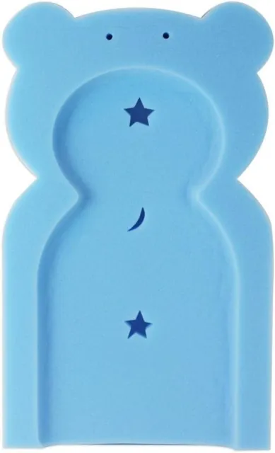 BLUE TEDDY BABY BATH SPONGE SUPPORT FOAM Bathing Mat New Born Body Support Aid