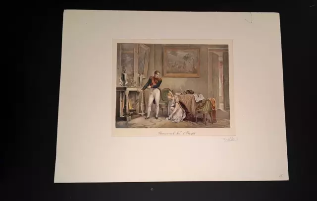 Rare lithographie colorée à la main Napoléon I & princesse d'Hatzfeld C. Motte 3