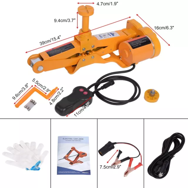 3Ton Car Jack Lift 12V Electric Automotive Floor Scissor Tire Wheel Repair UK 3