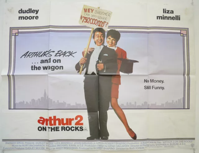 ARTHUR 2 - ON THE ROCKS (1988) Quad Movie Poster - Dudley Moore, Liza Minnelli