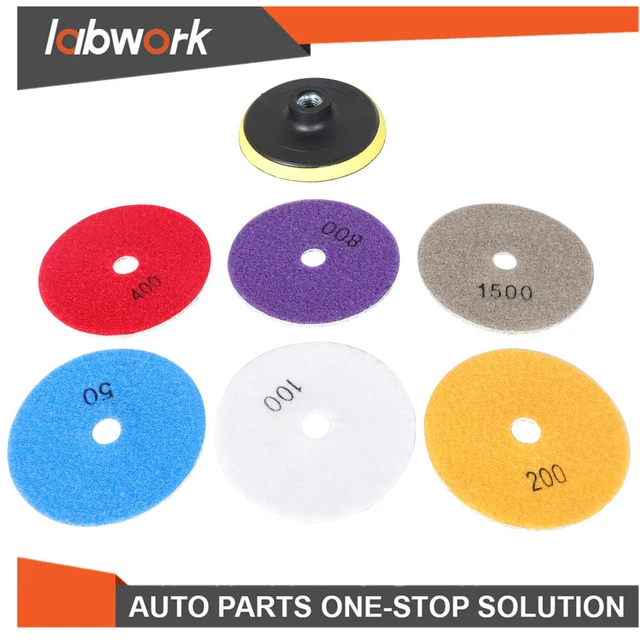 Labwork Diamond Polishing Pads Wet/Dry Set of Fits For Polishing 7 Pack 4 Inch