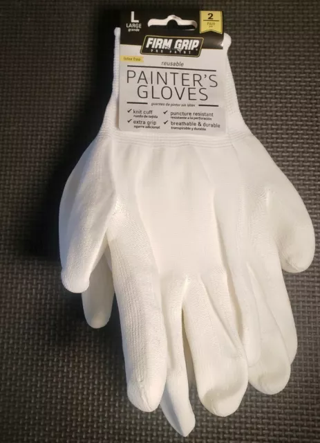 Firm Grip Pro Paint reusable Painter's Gloves LARGE latex free  2 pair  -NWT