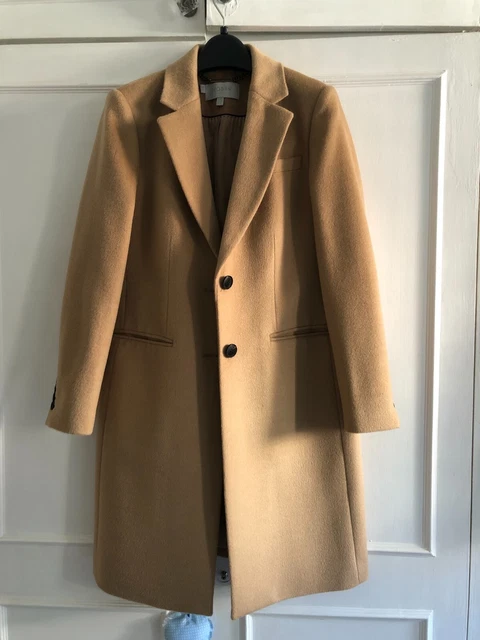 HOBBS COAT TILDA 100 wool peacoat In Camel Beige UK 8 49.00