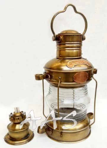 Antik Messing & Kupfer Anker Öl Lampe Nautisch Maritim Schiff Laterne Boot Licht