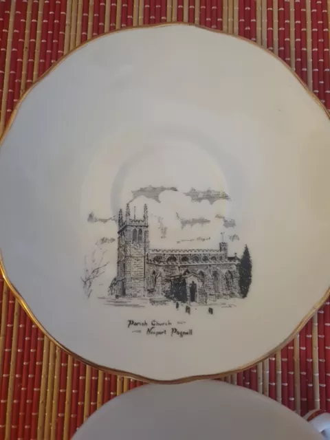 Vintage Coffee Cup And Saucer Newport Pagnell Parish Church Set 3