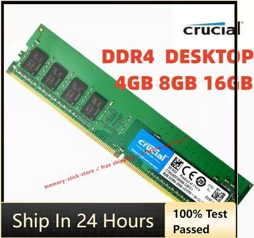 Crucial DDR4 4GB 8GB 16GB 2400Mhz 2666 3200 PC4 288pins Desktop Memory Dimm Ram