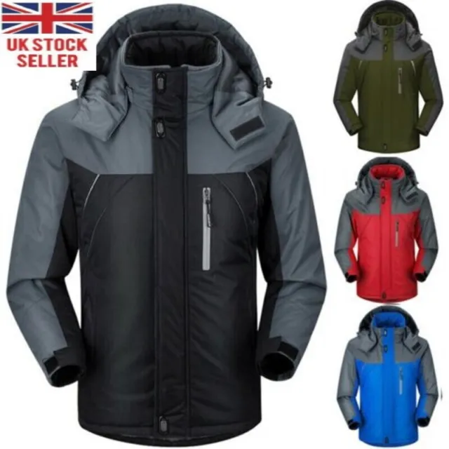 UK Mens Winter Warm Fleece Jacket Coats Lining Thick Waterproof Mountain Jackets