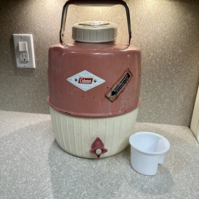 VTG COLEMAN PINK Water Jug Cooler Thermos Metal Handle & Plastic