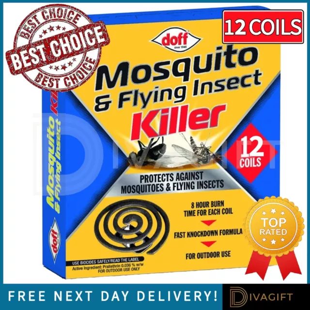 Doff Mosquito Flying Insect Killer Coils X 12 Protects Fast Outdoor Repellent